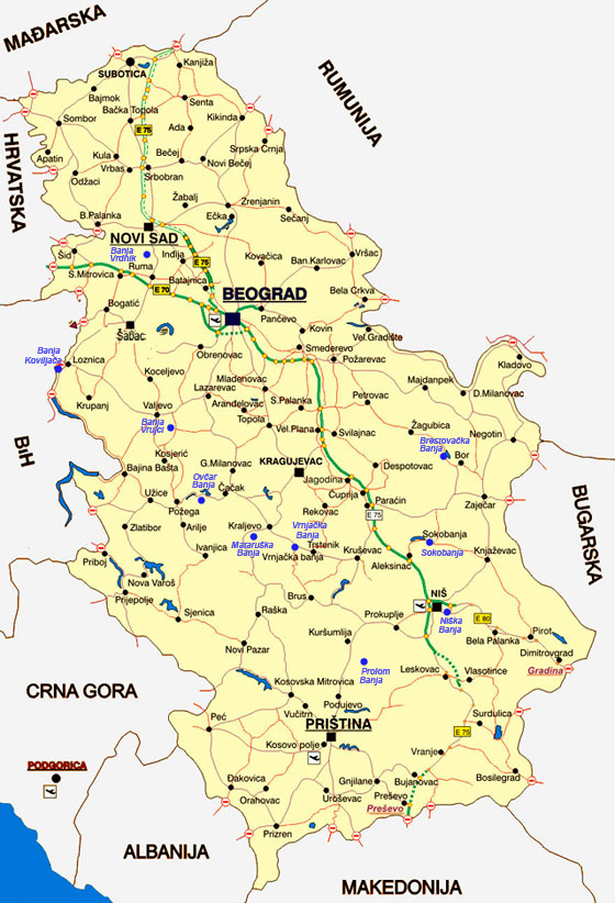 Mapa Banja Srbije